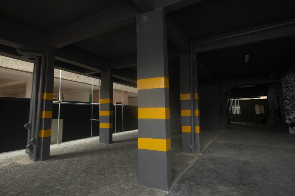Brum Height 8: Parking bays beneath the residential building
